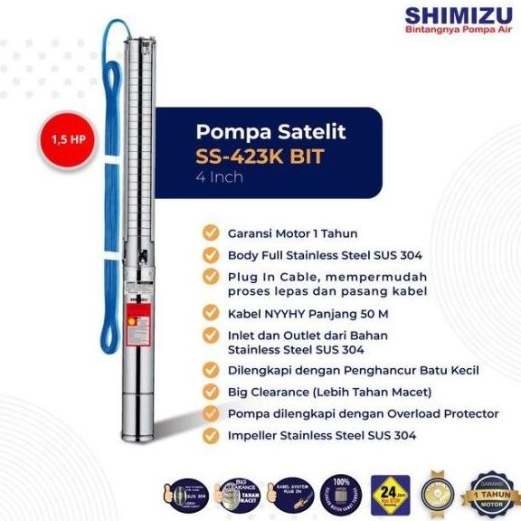 Mesin Pompa Celup Submersible Stainless 4 Inch 1.5Hp Shimizu Ss-423K Bit
