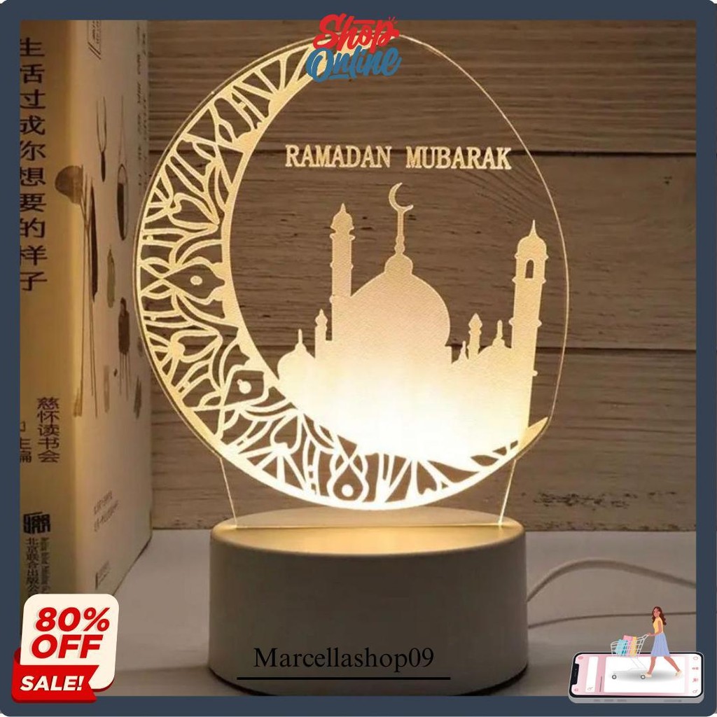 Lampu Tidur Aesthetic Hiasan Meja Rak Laci Kamar Ramadhan Kareem Allah Puasa Islami Estetik Cod
