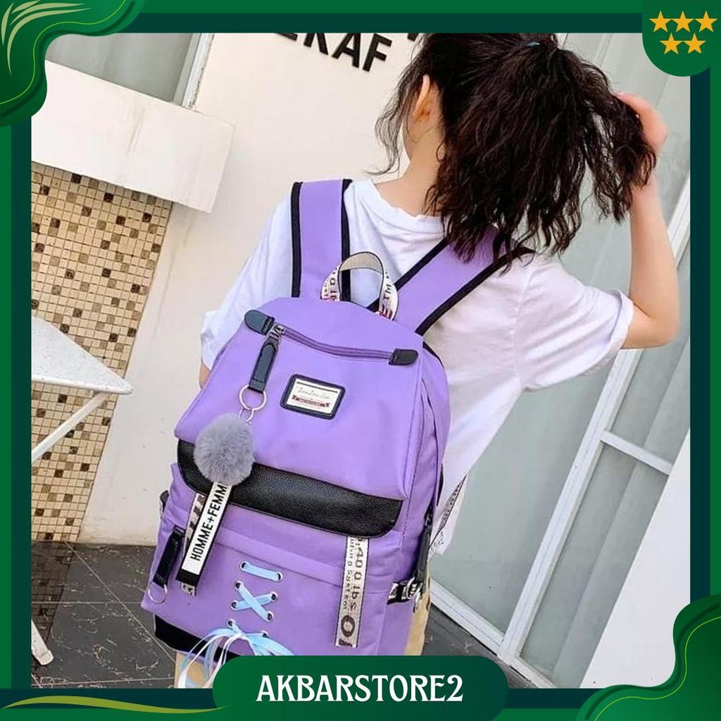 [ Free Botol ] Tas Polos Sekolah Cewek / Tas Ransel Sekolah Laki Laki Perempuan Sd Smp Kapasitas Bes