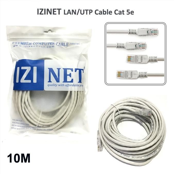 Izinet Patch Cord Utp Cat.5E 10Mtr Kabel Lan Utp 10M Izinet Cat 5E