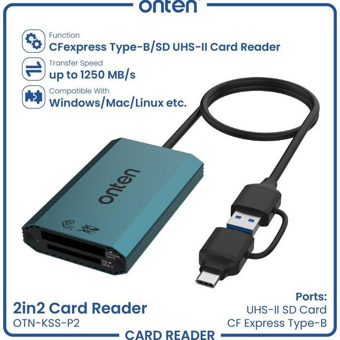 Onten 2In2 Cfexpress Type-B/Uhs-Ii Sd Card Reader Cf Express A Kss-P2 Co