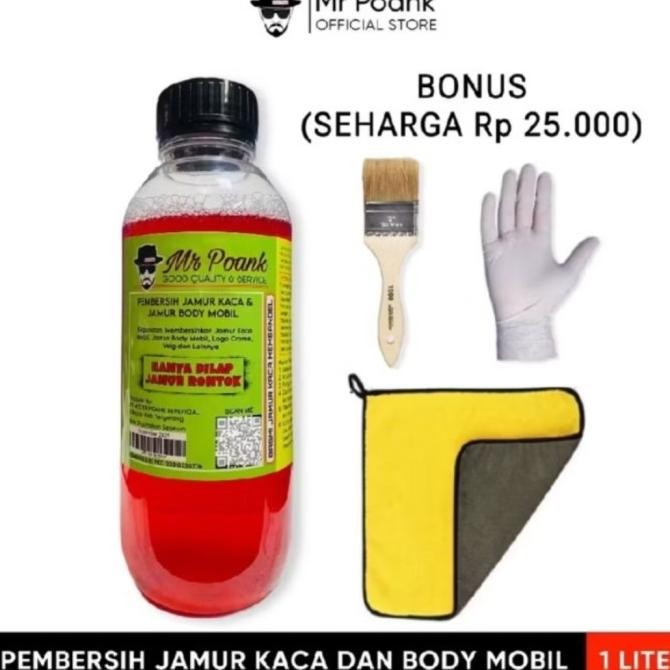 Paket Mr poank 1 liter pembersih jamur kaca body mobil RESTOCK
