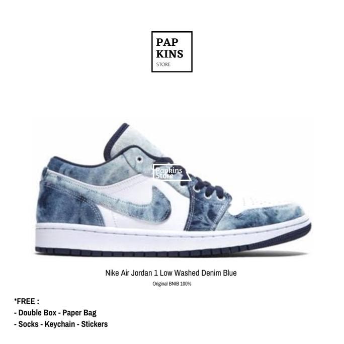 sepatu nike air jordan 1 low washed denim blue original bnib