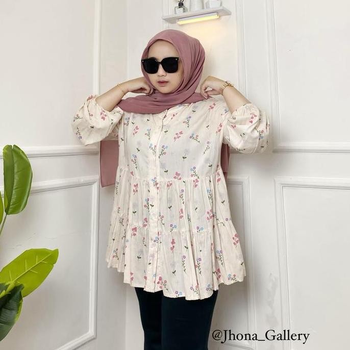 kayla blouse kemeja wanita rempel ld 120 cm bahan rayon viscose
