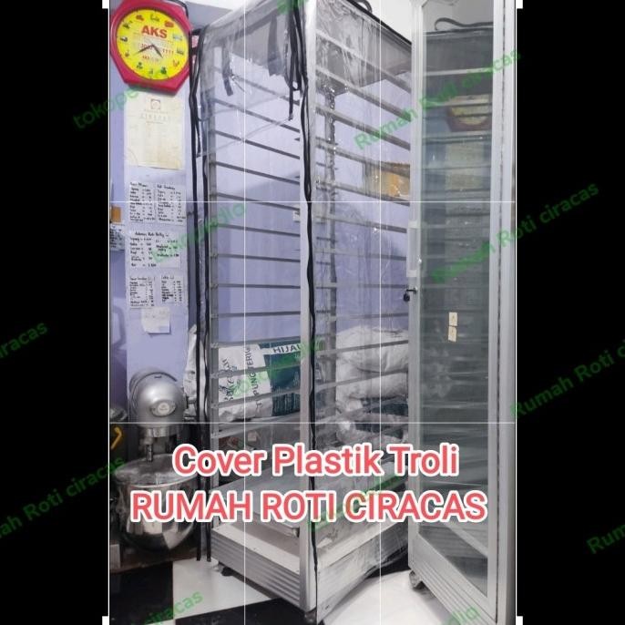 COVER PLASTIK TROLY RAK LOYANG ROTI TROLLEY BAKERY SUSUN 15 SLOT RAK