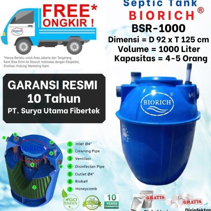 Miliki Septic Tank Bio, Biotech, Biofil, Biotank Septic 1000 Liter 4-5 Orang