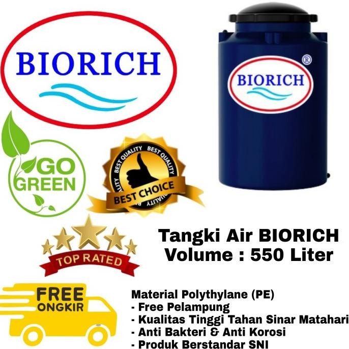Terjangkau Tangki Air, Tandon Air Biorich, Tangki Air Hdpe, Tangki Air 550 Liter