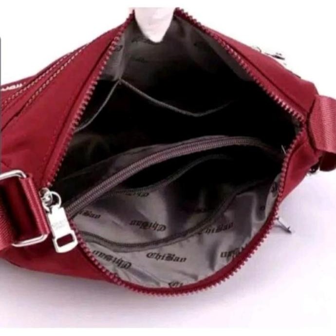 Murah Chibao Tas Selempang Wanita 8896 Motif Bunga Dengan Dua Resleting Samping