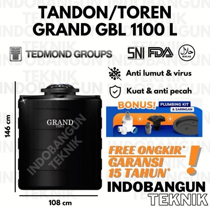 Terjangkau Toren Tangki Tandon Air Grand Gbl 1100 Liter 1000 Liter Anti Lumut