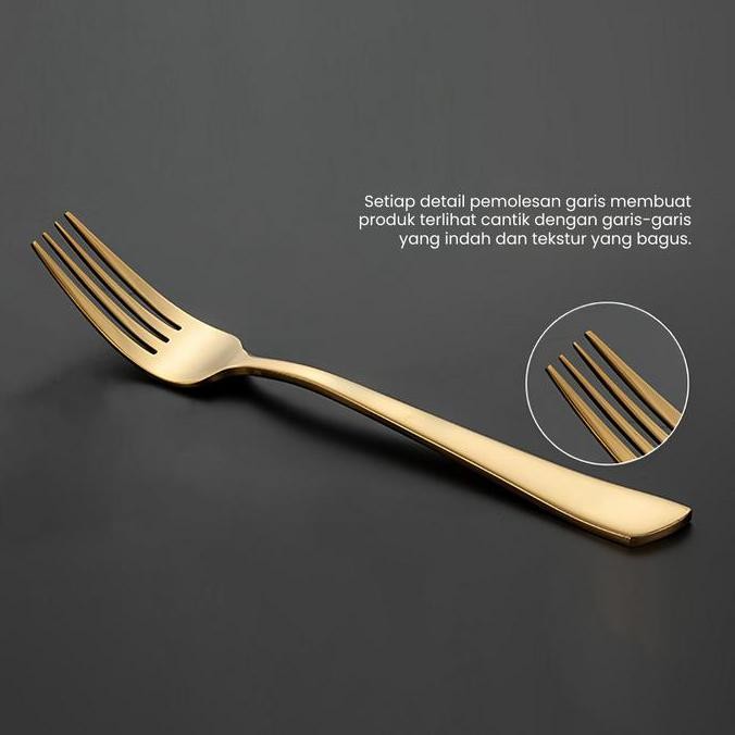 Sale [1 Lusin Sendok + 1/2 Lusin Garpu] Set Sendok Sayap Funnycook Gold Korea Model Makan 12Pcs - Ki