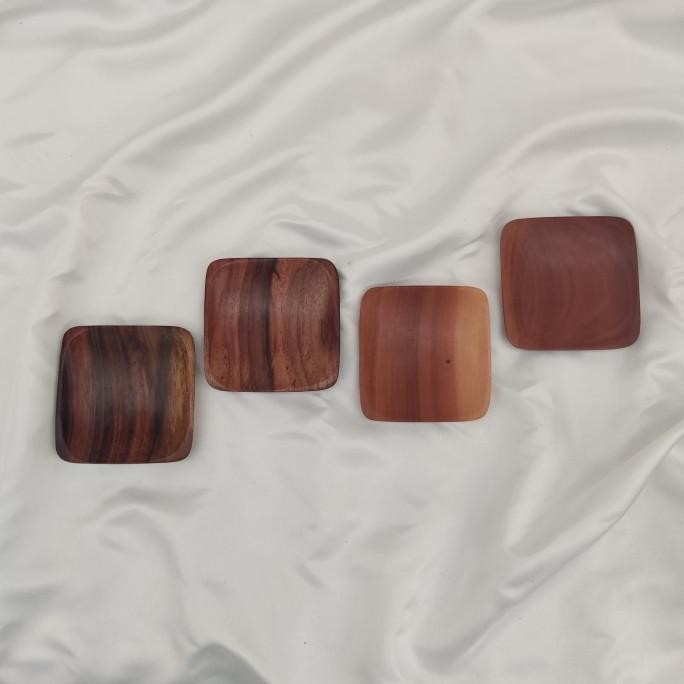 +++++] Piring Kecil Segi Sauce Dish Kayu Kotak Tempat Saus Wadah Saos Datar