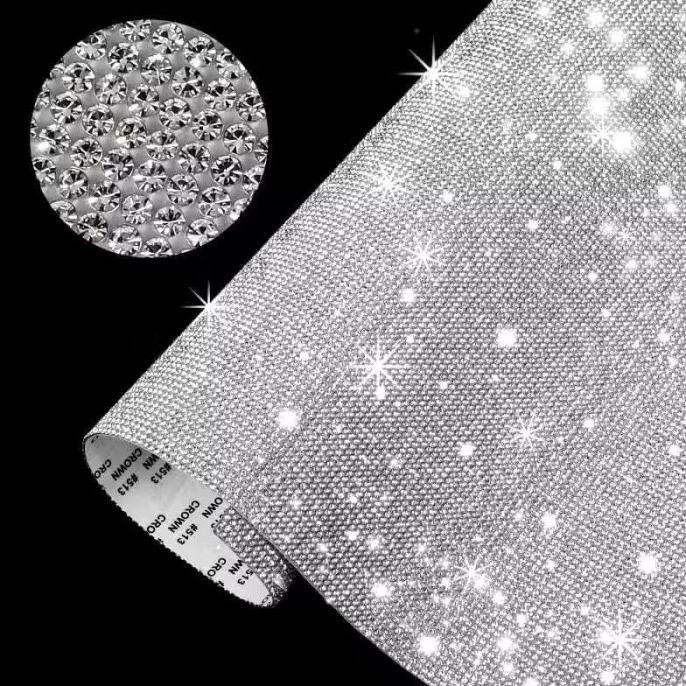 

DIY Stiker Kristal Berlian Imitasi 12*20cm Rhinestone Sticker Self Adhesive Glass Rhinestone Sheet For Decoration murah