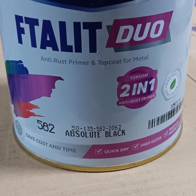 

Cat Minyak Anti Karat FTALIT DUO 2in1 Absolute Black 582 Hitam 1kg murah