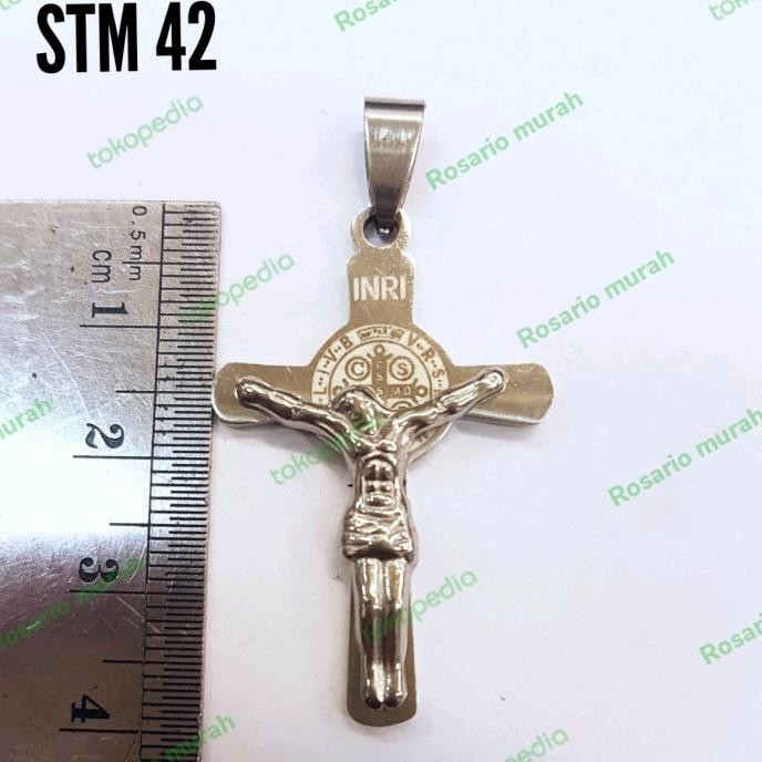 salib rosario benediktus titanium murah