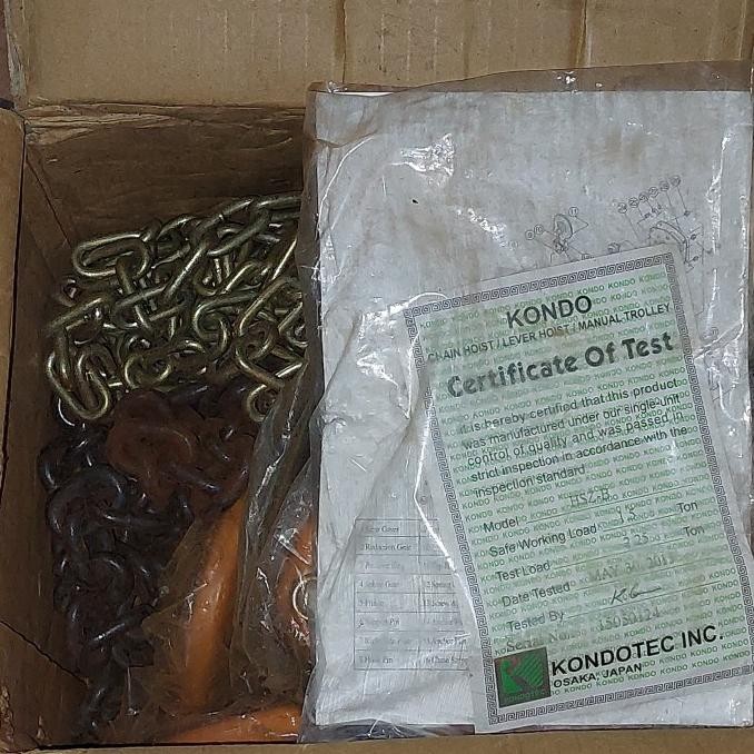 Kondo Chain Block Takel 1.5 Ton X 3 Mtr New Stok