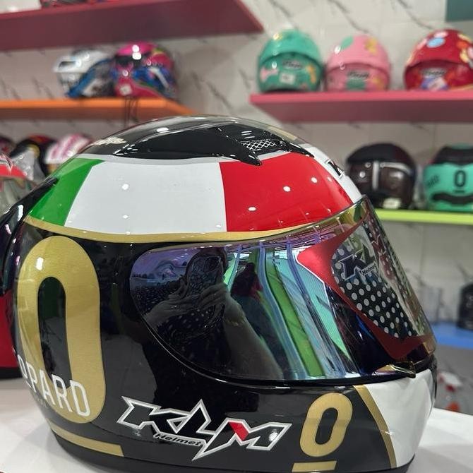 Murah Helm Fullface Klm Motif Leoprad Kaca Iridium Sni Terlaris