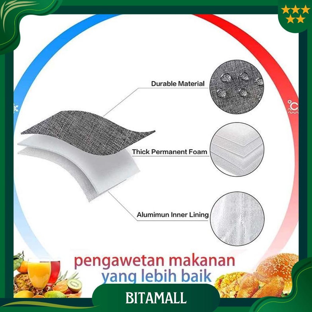 Voova Tas Lunch Tote Bag Food Box Foil Lunch Box Tas Makan Siang Cooler Bag Makanan Tas Multi-Tujuan