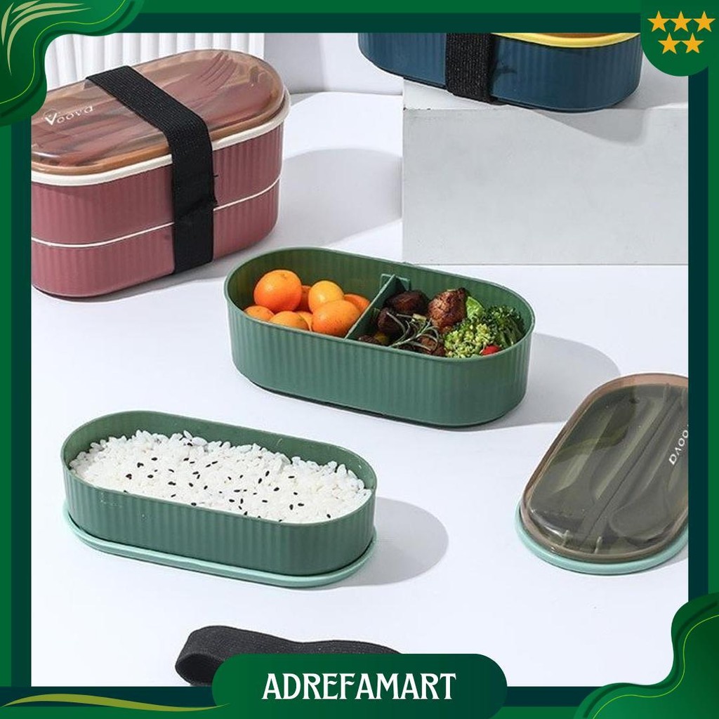 Voova Lunch Box / Kotak Bekal Makan Siang / Kotak Bekal Tali Strap 900Ml / Kotak Makan Siang Aesthet