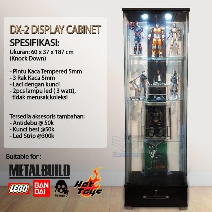 Lemari Hias 3 Rak Kaca Display Hot Toys Etalase Kristal Pajangan Tas KOKO