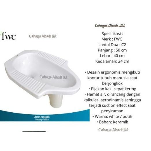 Closet / Kloset Jongkok Fwc Corong Lurus Lantai 2 / Closet Jongkok New Stok