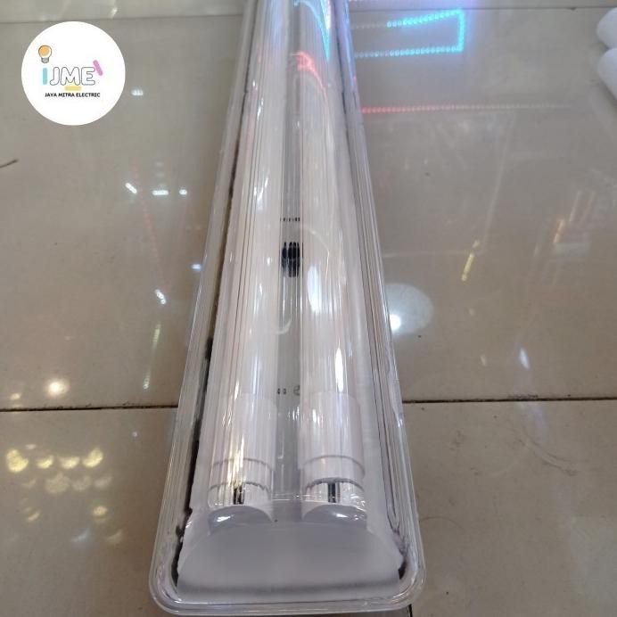 KAP TL LED WATERPROOF IP65 2x36 120cm + LAMPU T8 LED 18 WATT KOMPLIT murah