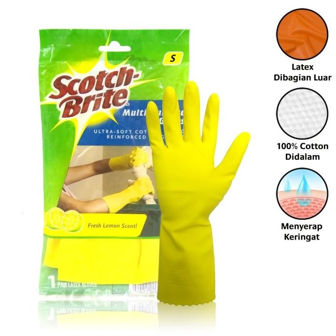 SARUNG TANGAN LATEX KARET SCOTCH BRITE ID-85 S/M/L 3M GLOVES SERBAGUNA murah