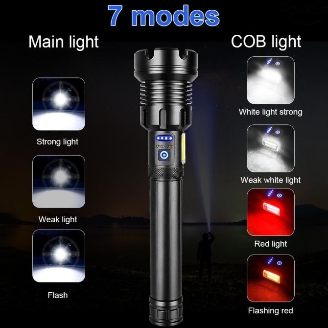 Senter XHP160 Powerful Zoom Taktis 90000 Lumen Super Terang High Power murah