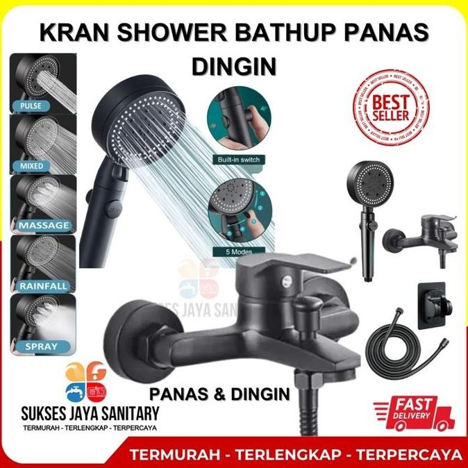 Kran Panas Dingin Kran Shower Kran Bathtub Keran Air Mixer Panas Dingin Black Karet Set Selang Showe