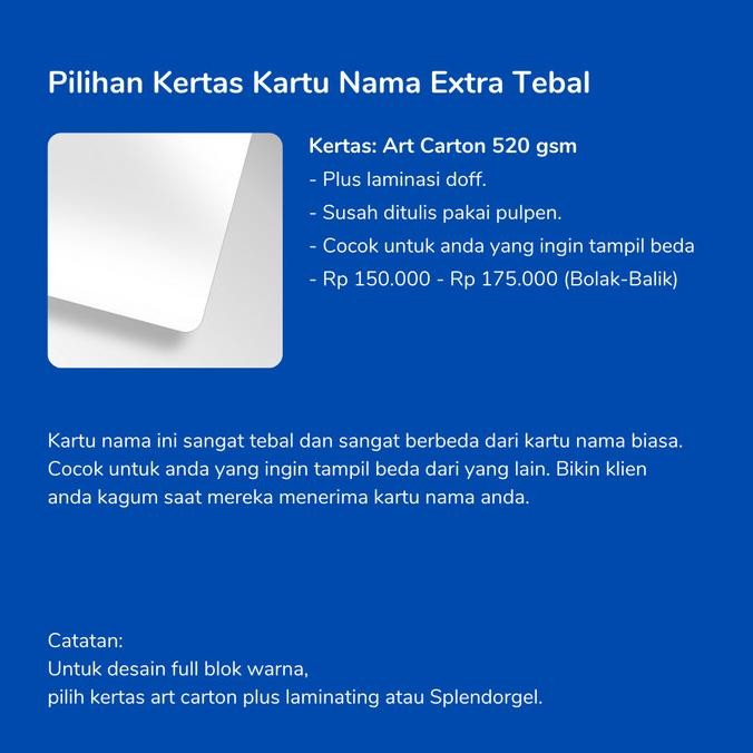 

Cetak Kartu Nama Instan Versi Extra Tebal - Cetak 1 sisi