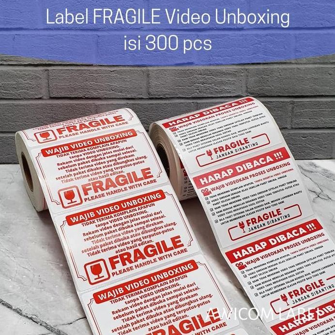 

Label Sticker FRAGILE Wajib Video Unboxing Stiker Perhatian Online Shop 80x50 isi 300 pcs Roll murah