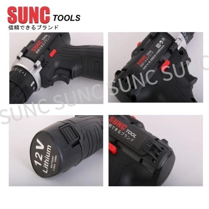 Mesin Bor Baterai 12v Cordless Sunc Tools 12s + 1 Baterai | JLD 12S murah
