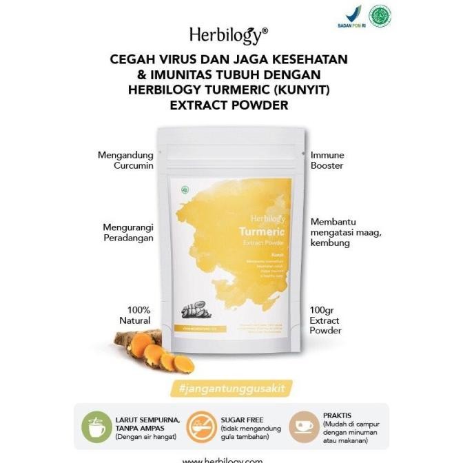 

Herbilogy Bubuk Kunyit / Turmeric / Tumeric Extract Powder 100 gram murah