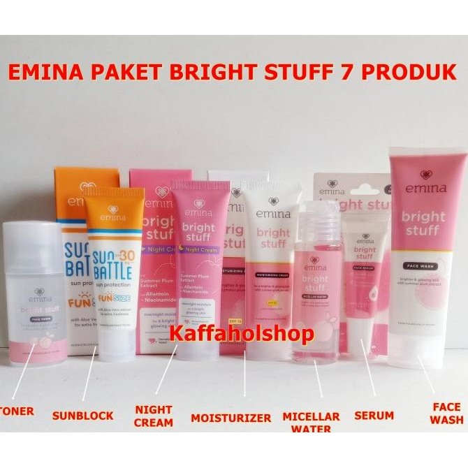 var EMINA 1 PAKET BRIGHT STUFF LENGKAP 7 PRODUK
