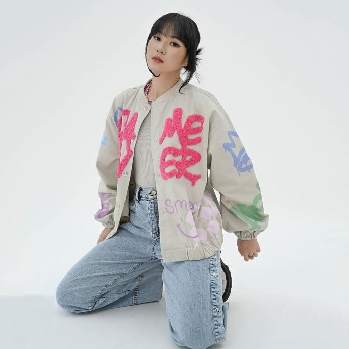 Murah Pakepakaii Jacket Main Bomber Jacket Bordir Bulu Hitam Katun Jaket Wanita Abu Coklat Oversize 