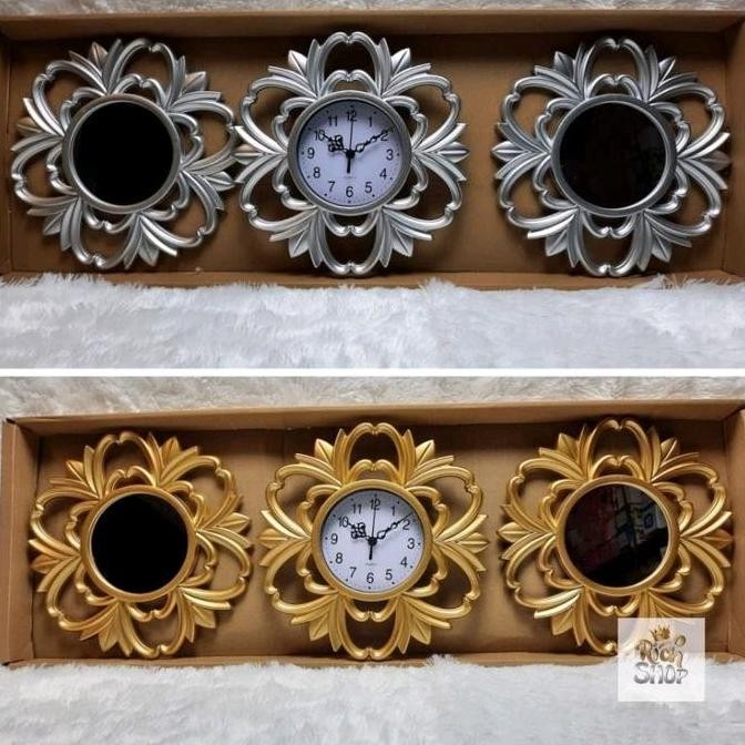 Sale Jam Dinding Cermin Set Hiasan Walldecor