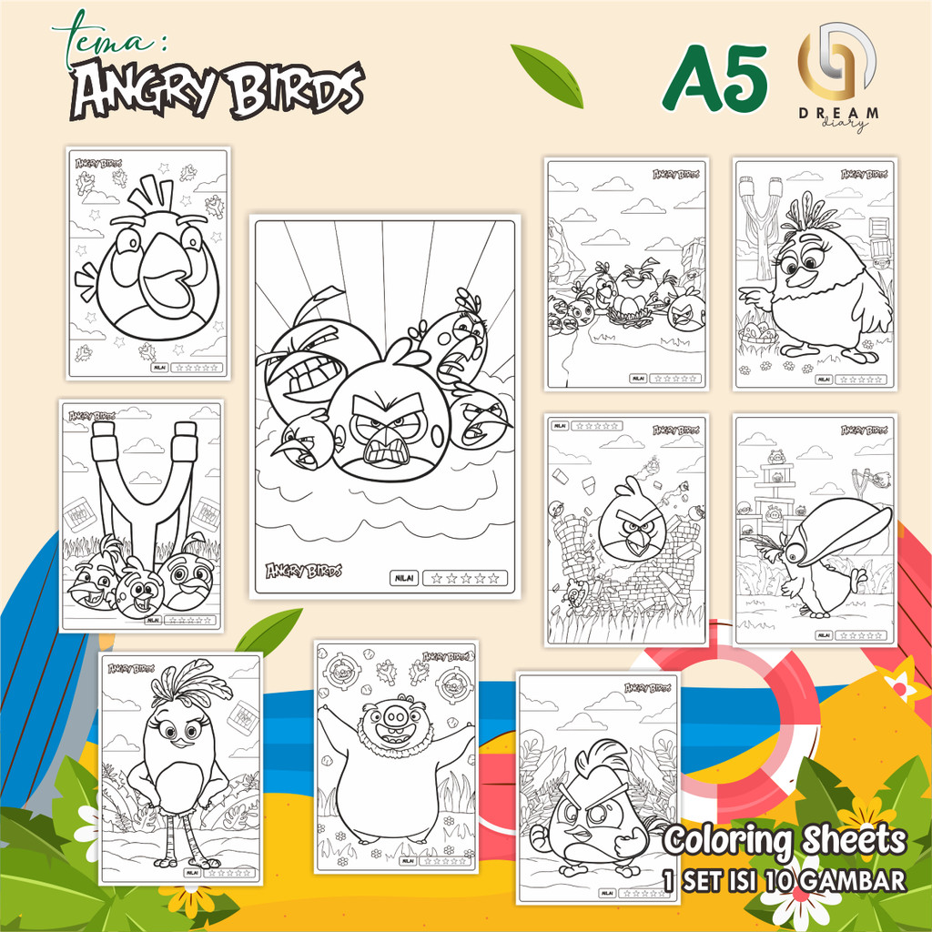 

(A5) KERTAS MEWARNAI ANAK - COLORING SHEETS SERIES 1 - LEMBAR MEWARNAI ANAK PAUD/TK/SD