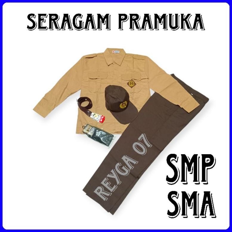 Setelan Seragam Pramuka SMP SMA Laki Laki Baju Lengan Panjang