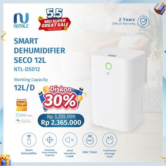 Notale Seco Smart Dehumidifier Serap Kelembapan With Wifi 12L/hari