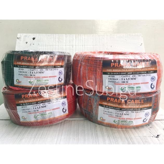 Kabel Listrik NYA 1 x 1,5mm 100M Tembaga PRABA