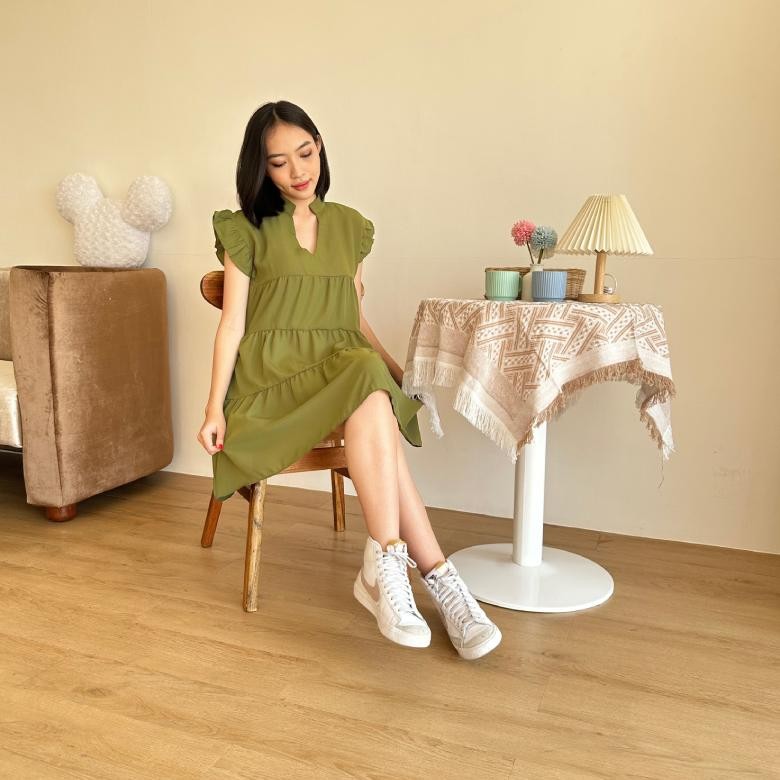 Ew-45 [Ld-D004] Violin Dress Ruffle Wanita - Dress Korea - Dress Cantik