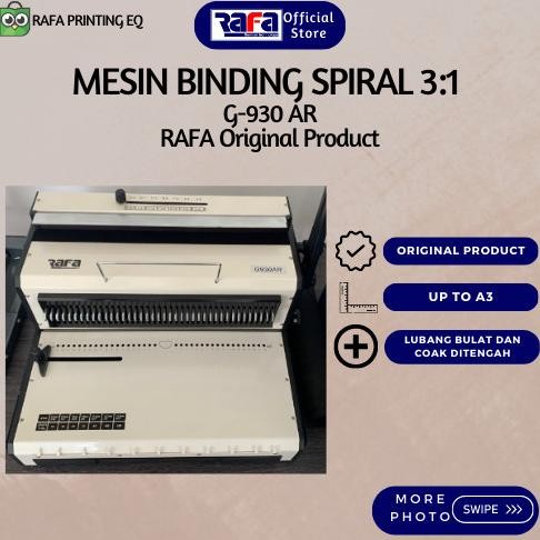 

Promo Mesin Jilid Spiral Binding 3:1 Bulat Coak Tengah G930Ar Rafa