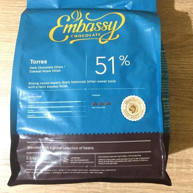 

Tulip Torres choco chip 51% chocolate coverture murah