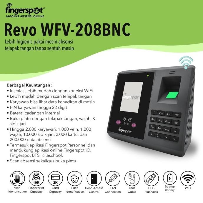 

Promo Mesin Absensi Fingerspot Revo Wfv-208Bnc Wajah Telapaktangan Touchless