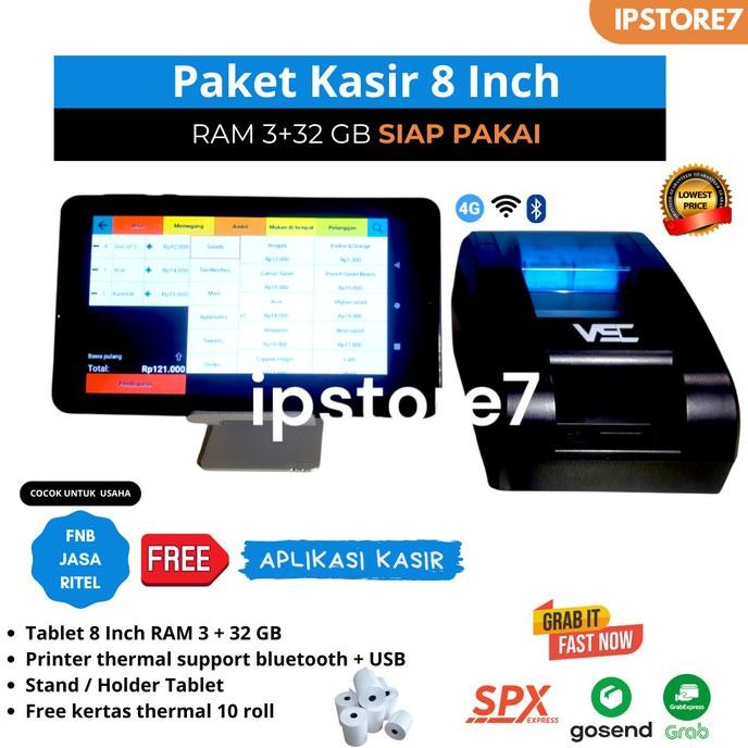

Promo Paket Mesin Kasir Android Siap Pakai 8 Inch 3/32, Cafe Salon,Butik Dll
