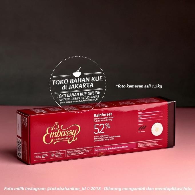 

Embassy Chocolate - Rainforest Dark Chocolate Batons 52% 100gr Coklat murah