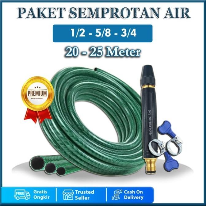 SEPAKET SEMPROTAN SELANG AIR 20 25 METER SELANG TAMAN CUCI MOTOR MOBIL