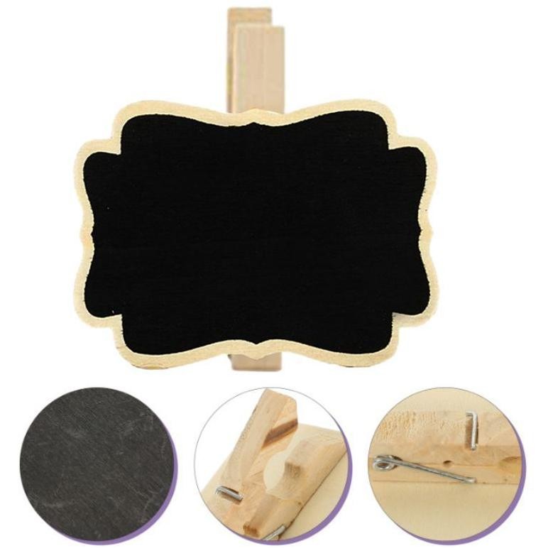 

gd-90 10pcs Papan Tulis Kapur Mini Blackboard Clip Bahan Kayu Papan Tulis Blackboard Kapur Mini Black Board Termurah