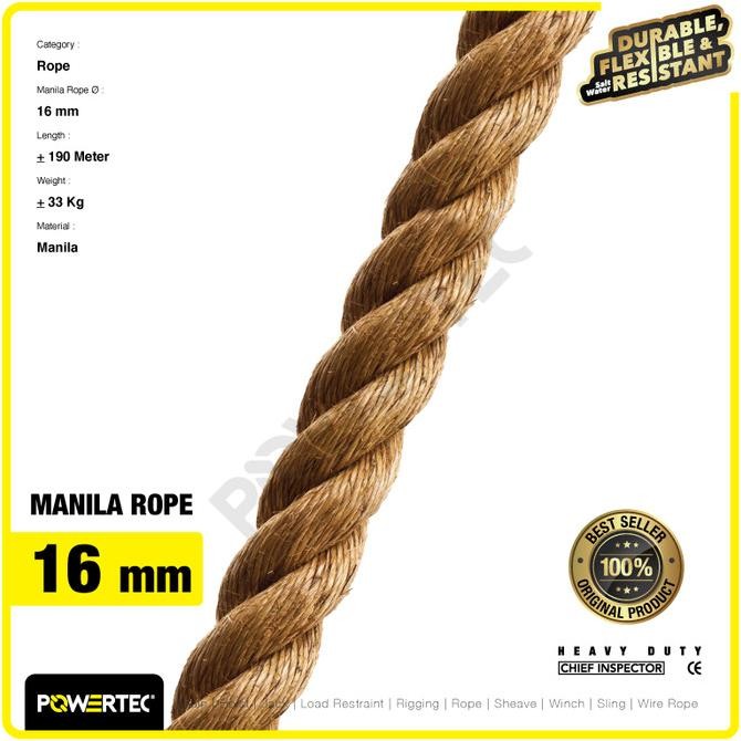 

Tali Tambang Manila Rope 16Mm X 190M X 33Kg Tampar Dadung Powertec New Stok