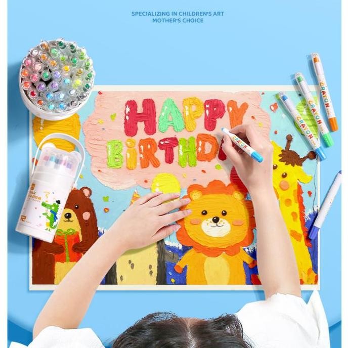 

Free BrushIn Stock Crayon Putar Crayon Washable 36/48 Warna Colorful Bucket Krayon Mewarnai Alat Warna Set Anak Wipe and Clean ZER