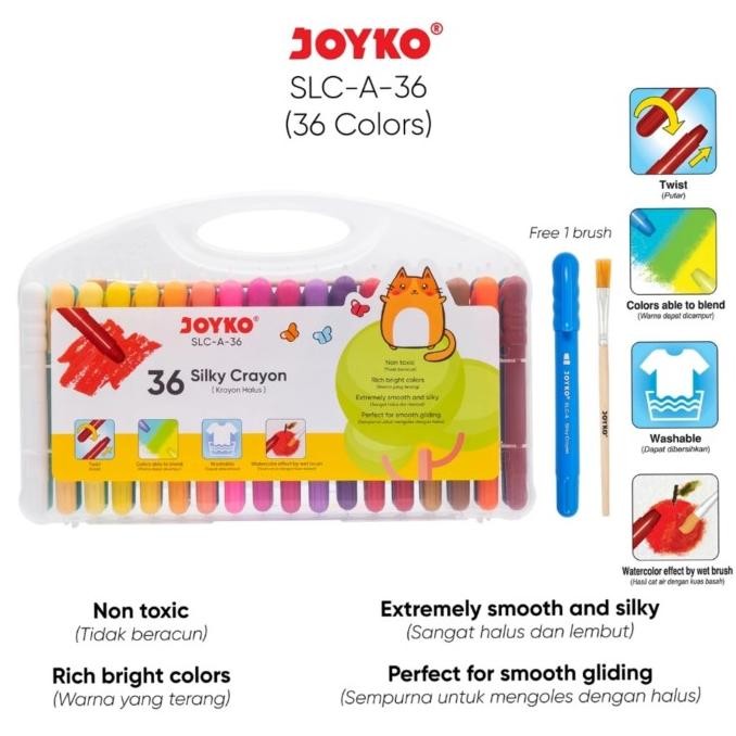 

Silky Crayon SLC-A-36 Krayon Halus Joyko Warna Colors 36 WARNA ZER